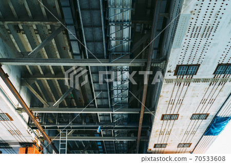 Piers and scaffolding seen from below Daishibashi Piers and scaffolding seen from below Daishibashi 70533608