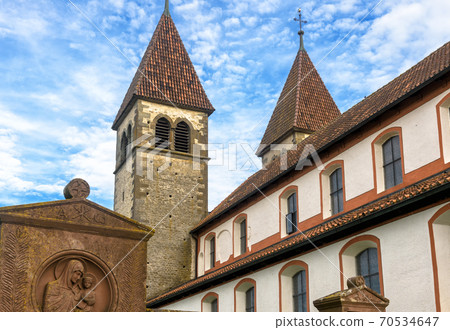 Church of St Peter and Paul in Reichenau Island, Germany. Medieval Christian building, Romanesque architecture. 70534647