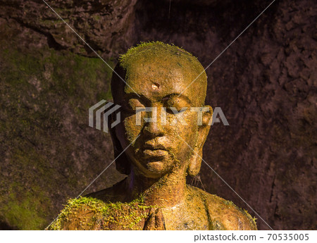 Image of Indian deity at Hanibe caves, Komatsu, Ishikawa Prefecture, Japan. 70535005