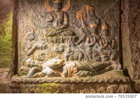 Image of Buddha at Hanibe caves, Komatsu, Ishikawa Prefecture, Japan. 70535007