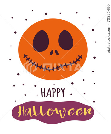 halloween card with funny pumpkin isolated on white 70535490