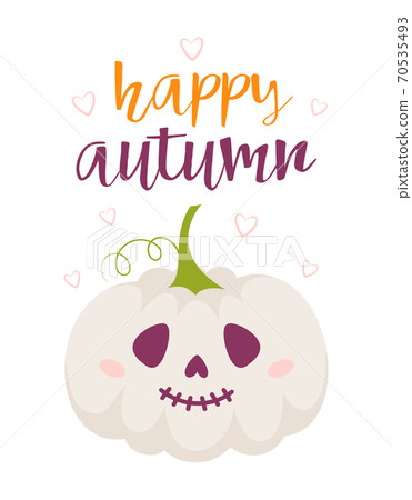 halloween card with cute pumpkin, vector illustration 70535493