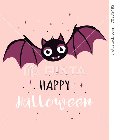 halloween card with cute bat, vector illustration 70535495