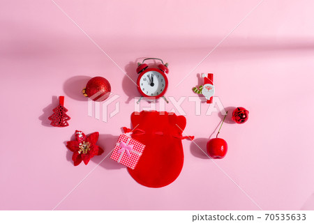 Creative background from Christmas accessories with shadows. 70535633