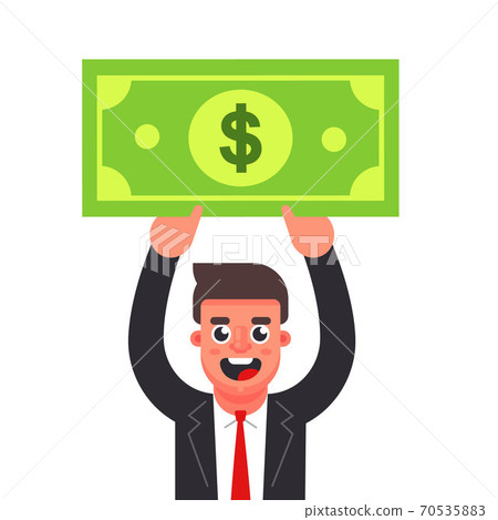 manager holds a bill over his head manager holds a bill over his head 70535883