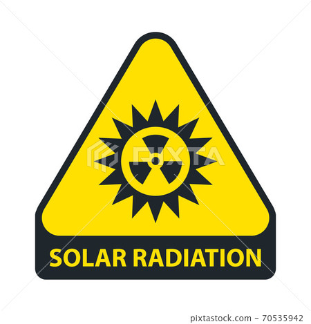 sign of solar radiation. yellow triangle. sign of solar radiation. yellow triangle. 70535942