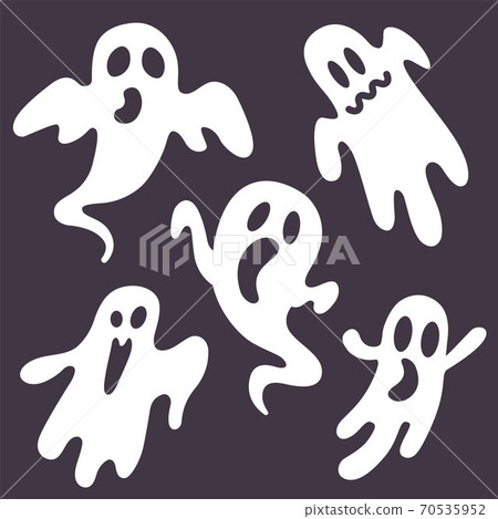 set of ghosts on a black background set of ghosts on a black background 70535952