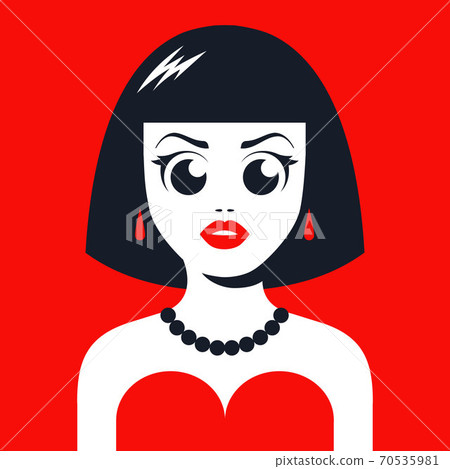 girl in an evening dress with earrings and a necklace 70535981