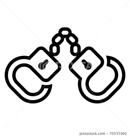 black handcuffs icon on a white background. 70535992