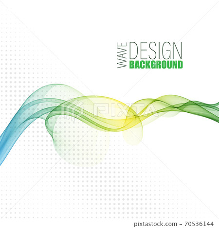 Abstract vector background, blue transparent waved lines for brochure, website, flyer design. Blue yellow green smoke wave. 70536144