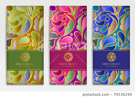 Colorful packaging design of chocolate bars. Colorful packaging design of chocolate bars. 70536289