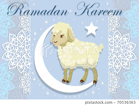 Card with lamb for Muslim festival of sacrifice. Vector illustration. Card with lamb for Muslim festival of sacrifice. Vector illustration. 70536363