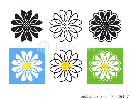 Flower simple shape icon set Royalty Free Vector Image