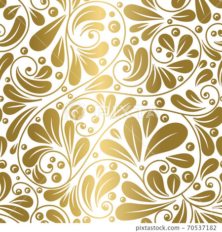 Gold and white leaves seamless pattern.  70537182