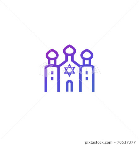 synagogue on white, line icon 70537377
