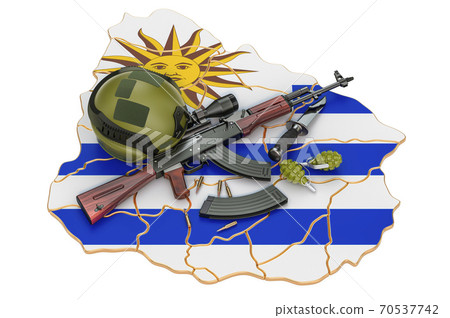 Military force, army or war conflict in Uruguay concept. 3D rendering Military force, army or war conflict in Uruguay concept. 3D rendering 70537742