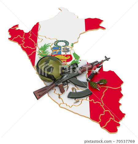 Military force, army or war conflict in Peru concept. 3D rendering 70537769