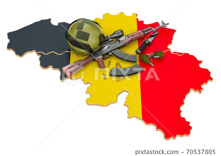 Military force, army or war conflict in Belgium concept. 3D rendering Military force, army or war conflict in Belgium concept. 3D rendering 70537805