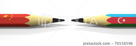 Flags of China and Azerbaijan on the pencils, 3d rendering 70538596