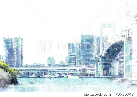 彩虹橋和高層公寓 70539348