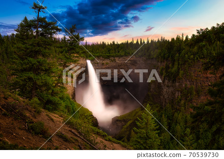 Beautiful View of a waterfall in Canadian Nature Beautiful View of a waterfall in Canadian Nature 70539730