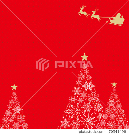 Christmas tree made of snowflakes and Santa's frame A square No red letters 70541496