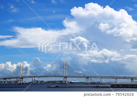 Springing entrance clouds and Yokohama Bay Bridge Springing entrance clouds and Yokohama Bay Bridge 70542028