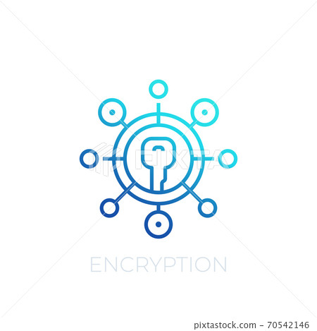 Encryption vector line icon on white 70542146