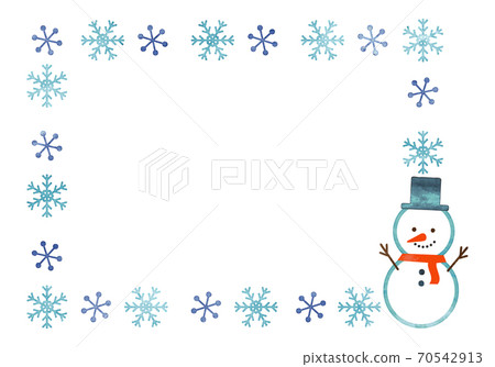 Hand-painted watercolor style snowman frame - Stock Illustration