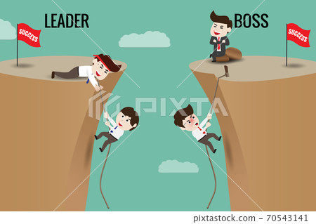 The difference between leader and boss. - Stock Illustration [70543141 ...