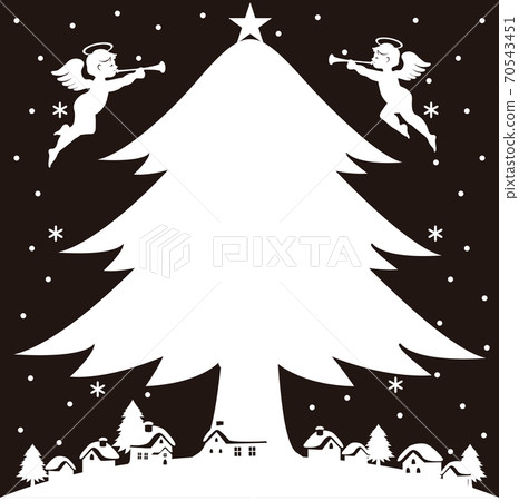 聖誕節聖誕樹和天使復制空間 70543451