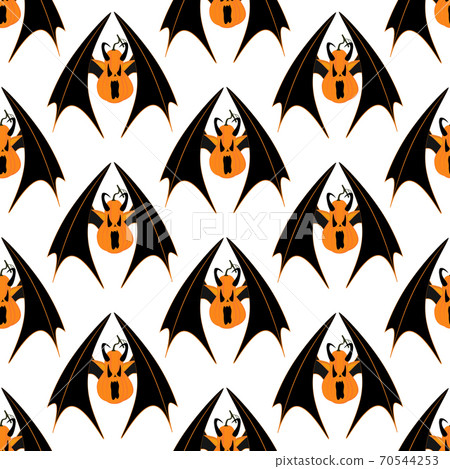 Halloween pumpkin monster with wings and horns seamless pattern Halloween pumpkin monster with wings and horns seamless pattern 70544253