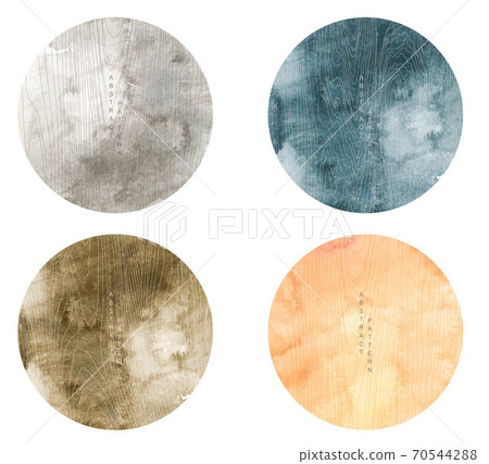 Watercolor texture background with line flat pattern vector. Japanese circle card design with wooden elements template. Watercolor texture background with line flat pattern vector. Japanese circle card design with wooden elements template. 70544288