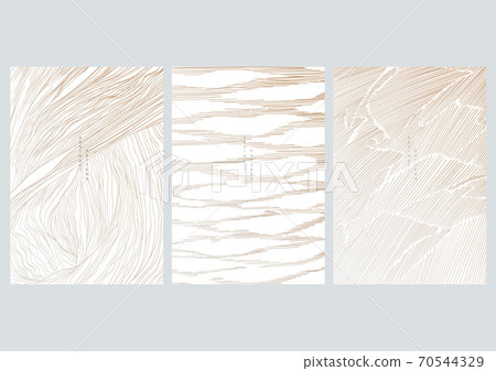 Japanese wave pattern with abstract background vector. Gold line elements templates in oriental style. 70544329