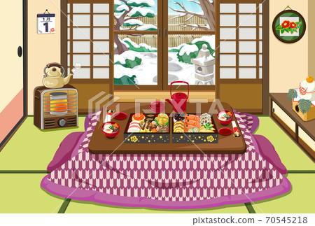 New Year's material Japanese New Year scenery Japanese-style room Kotatsu 70545218