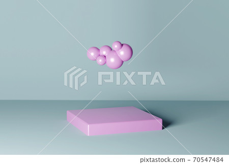 Minimal creative concept with cloud. Pink studio 3d stand platform. Abstract geometric background 70547484