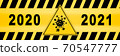 Inscription 2021 text Caution lines backgrounds Sign icon caution coronavirus Stop biology bacteria coronavirus 70547777