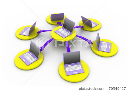 Computer network isolated on white background. Computer network isolated on white background. 70549427