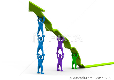 Colorful People pushing up the arrow. 70549720