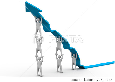 People pushing up the arrow 70549722