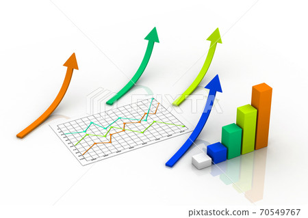 3d graph showing rise in profits or earnings - Stock Illustration ...
