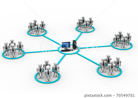 Business network around the computer. Business network around the computer. 70549781