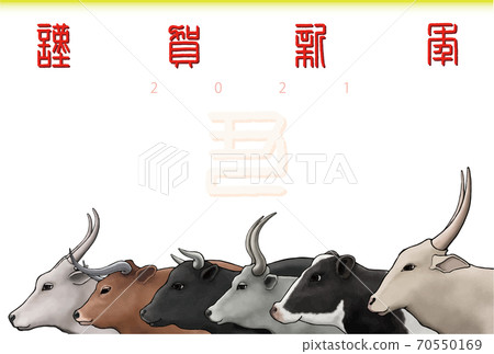 2021新年賀卡一年的一頭牛 2021新年賀卡一年的一頭牛 70550169