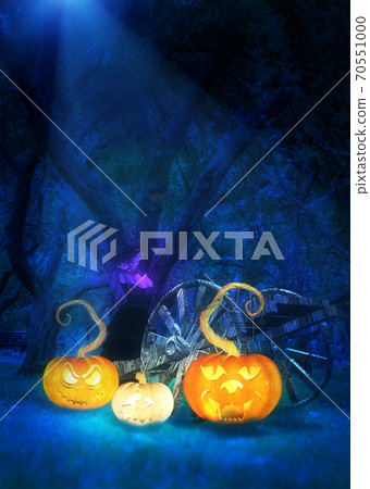 Halloween pumpkins in the garden - Stock Illustration [70551000] - PIXTA