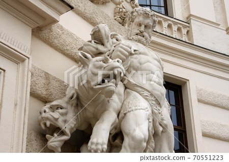 antique scene of fight between man and mythical creatures in Vienna antique scene of fight between man and mythical creatures in Vienna 70551223