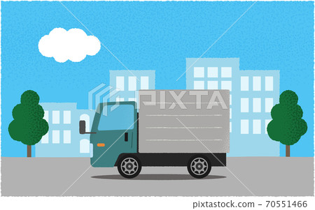 Vector illustration of green truck on a city road Vector illustration of green truck on a city road 70551466