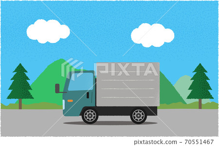 Vector illustration of a green truck on a mountain road Vector illustration of a green truck on a mountain road 70551467