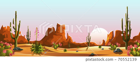 Desert cactus bloom sun mountains Desert cactus bloom sun mountains 70552139