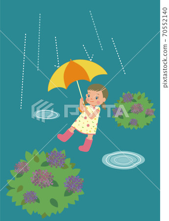 Girl holding an umbrella in the rain Girl holding an umbrella in the rain 70552140
