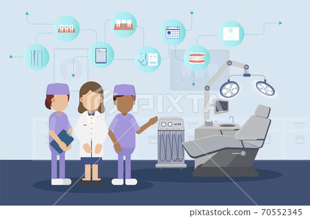 Dental staff with icons Dental staff with icons 70552345